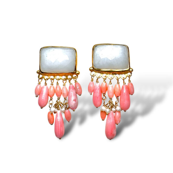 Tonia Makri Earrings White Agates Coral