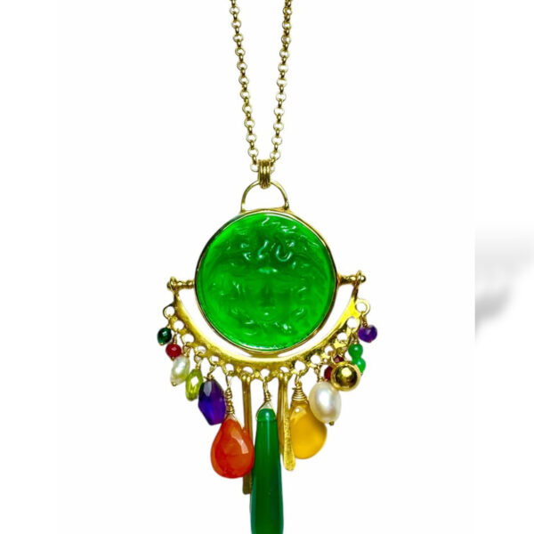 Tonia Makri Necklace Venetian Glass Green Onyx