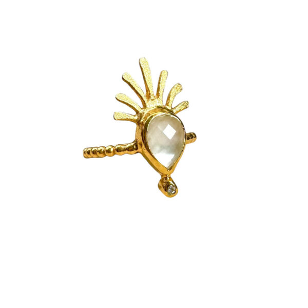 Tonia Makri Ring Mother of Pearl Crystal Quartz Diamond