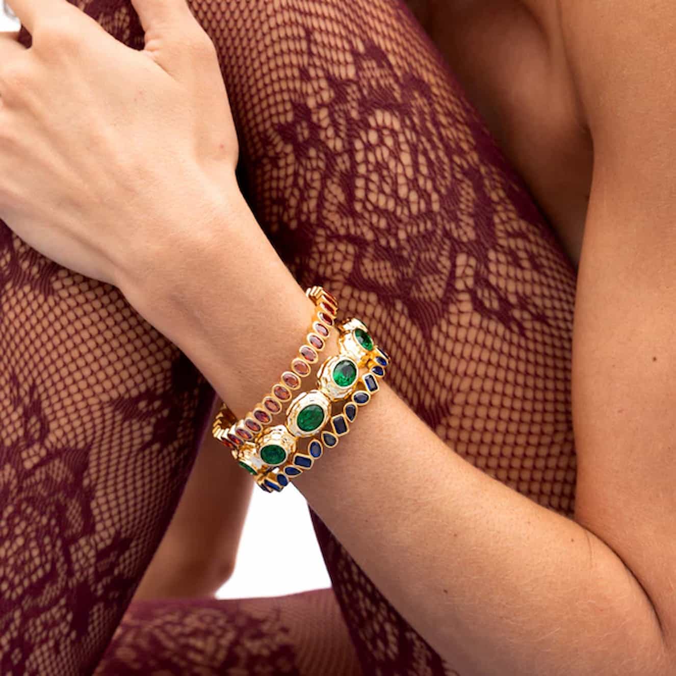 Katerina Psoma Semiramis Bracelet with Green Crystals - Image 2