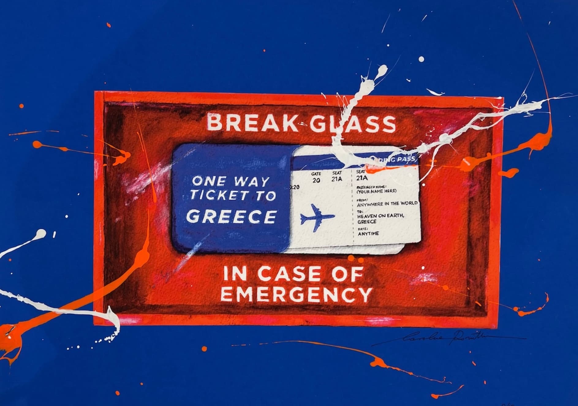 Carolina Rovithi One way Ticket To Greece 60cm X 44cm