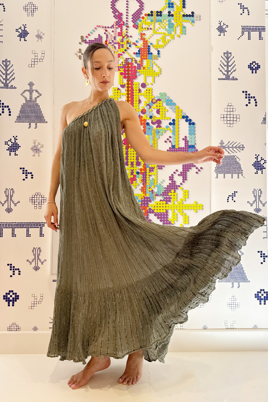 D'Artemide Dress Nafsika Khaki - Image 3