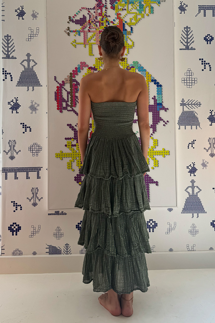 D'Artemide Maxi Dress Medusa Khaki - Image 4