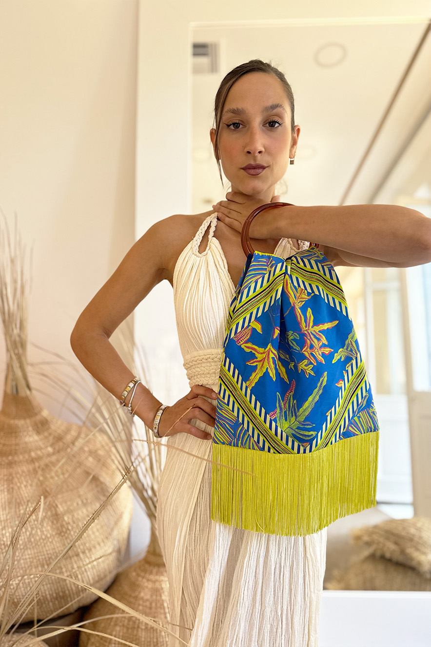 Eleni Malami Large Silk Bag Blue - Image 3