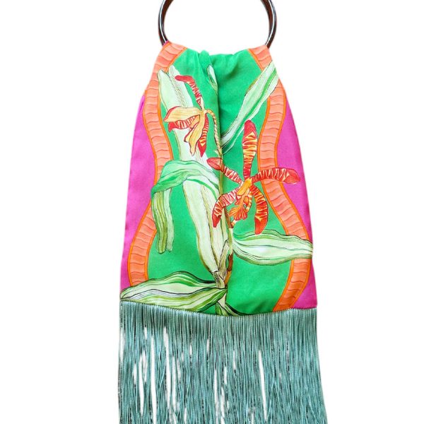 Eleni Malami Small Silk Fringe Bag Sage