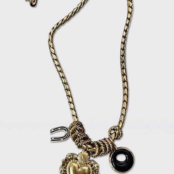 Ifigenia Loukou Heart Horseshoe Chain Black