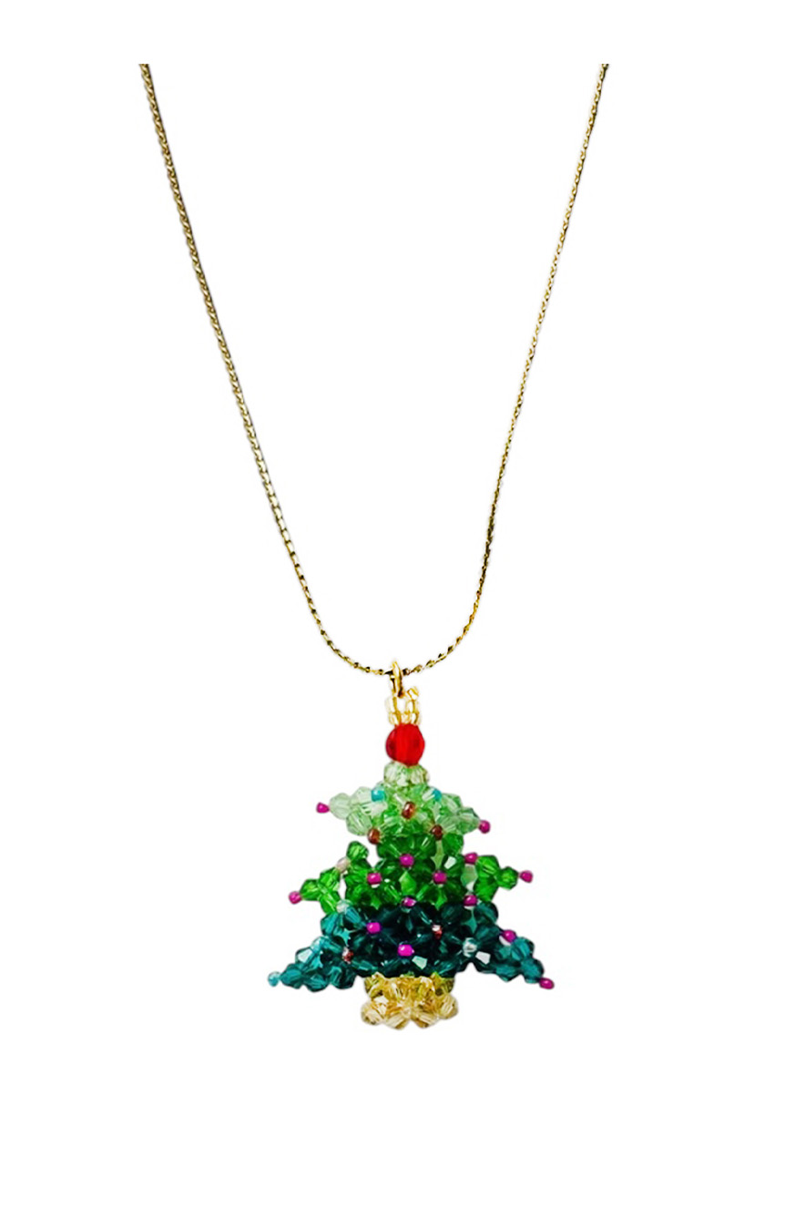 Ifigenia Loukou Christmas Tree Necklace Green