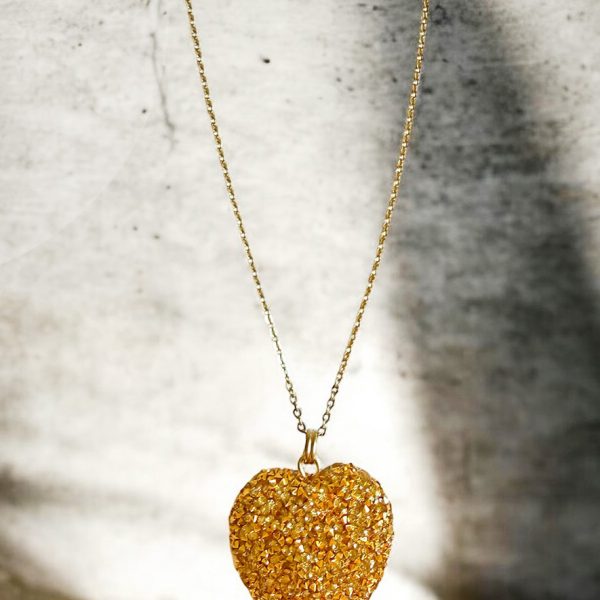 Ifigenia Loukou Jelly Heart Necklace with Long Chain Gold