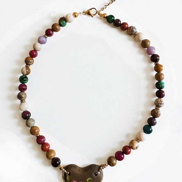 Ifigenia Loukou Vintage Heart Necklace with Semi-Precious Stones