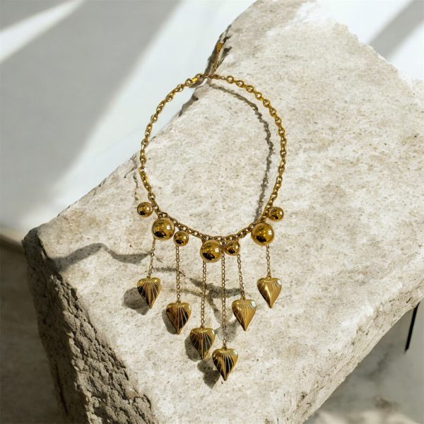 Ifigenia Loukou Necklace with Ball Chain and Heart Pendants