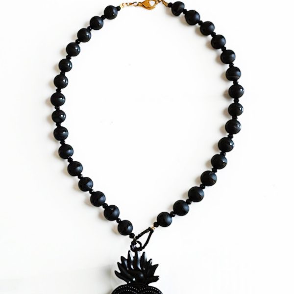 Ifigenia Loukou Sacred Heart Necklace with Black Onyx