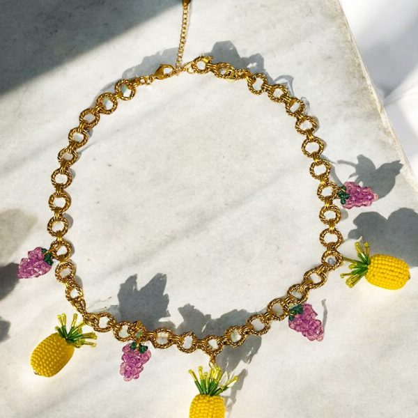 Ifigenia Loukou Necklace with Pineapples and  Βlueberries