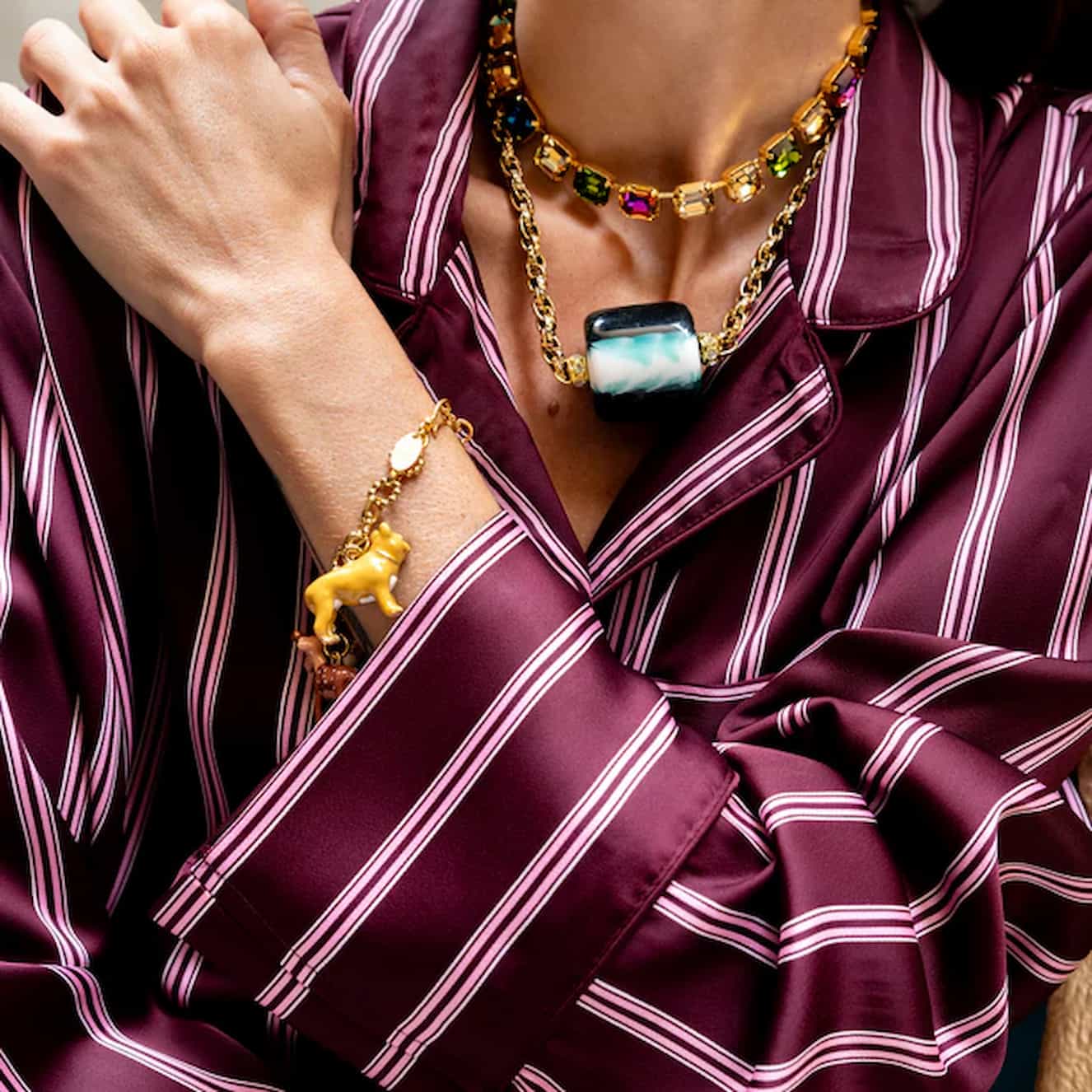 Katerina Psoma Livia Chain Necklace with Green Bead - Image 3