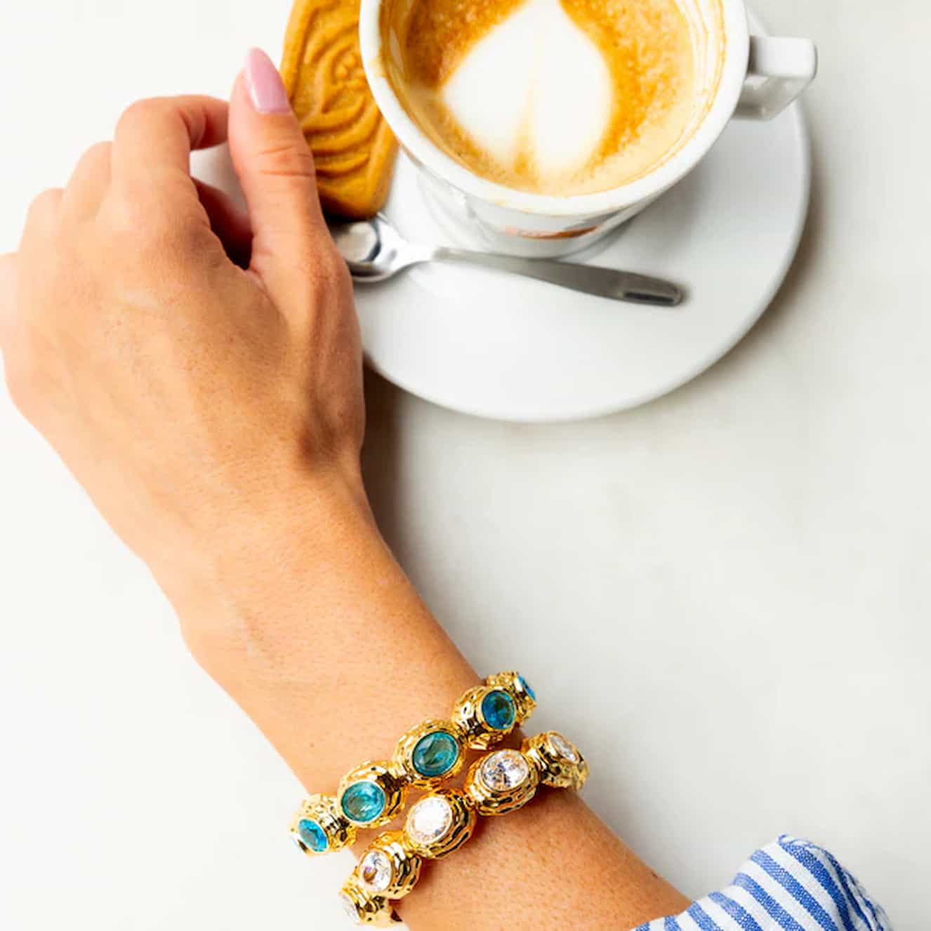 Katerina Psoma Semiramis Bracelet with Blue Crystals - Image 4