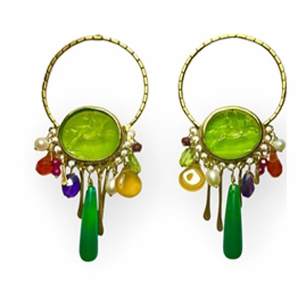 Tonia Makri Earrings Venetian Glass Pearls Cornelian Fux Zant